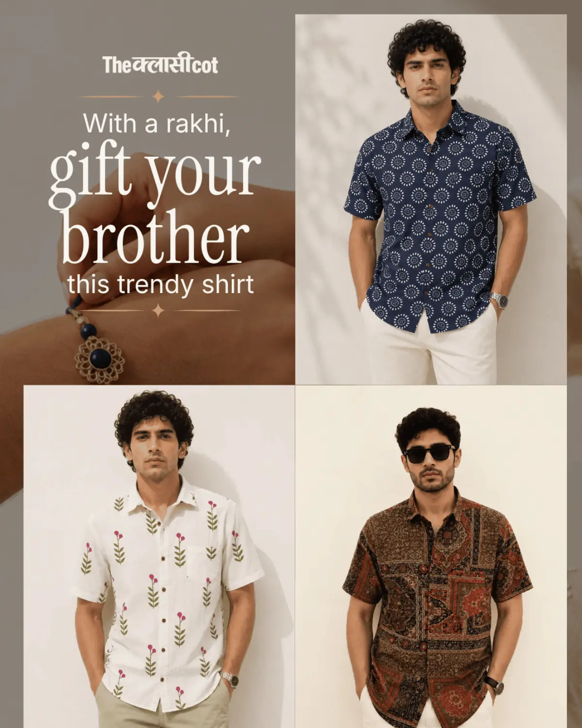 theclassicot the classicot cotton shirt for men printed casual gift for brother